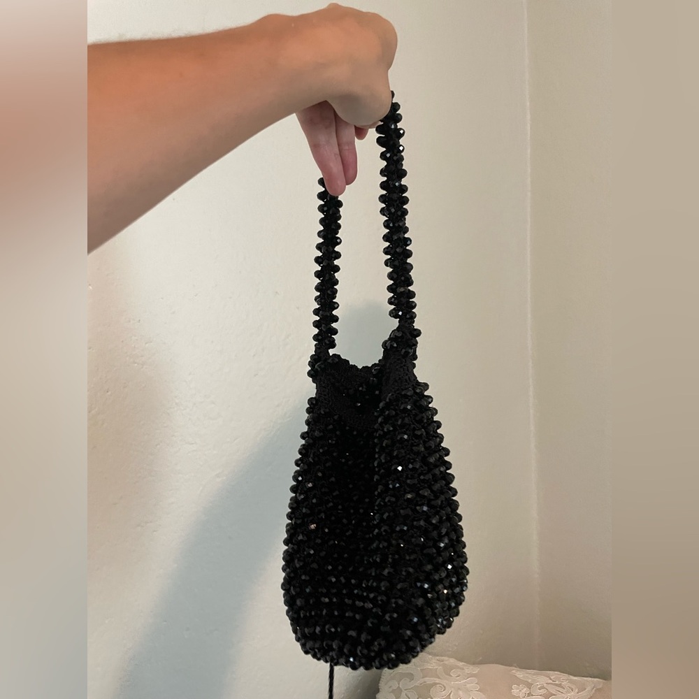 Sophisticated Black Beaded Mini Bag